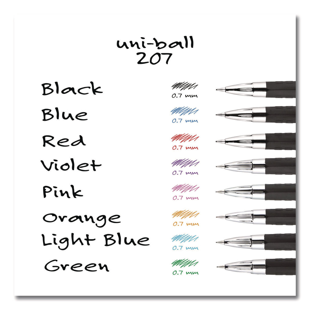 Signo 207 Gel Pen, Retractable, Medium 0.7 mm, Blue Ink, Smoke/Black/Blue Barrel, Dozen
