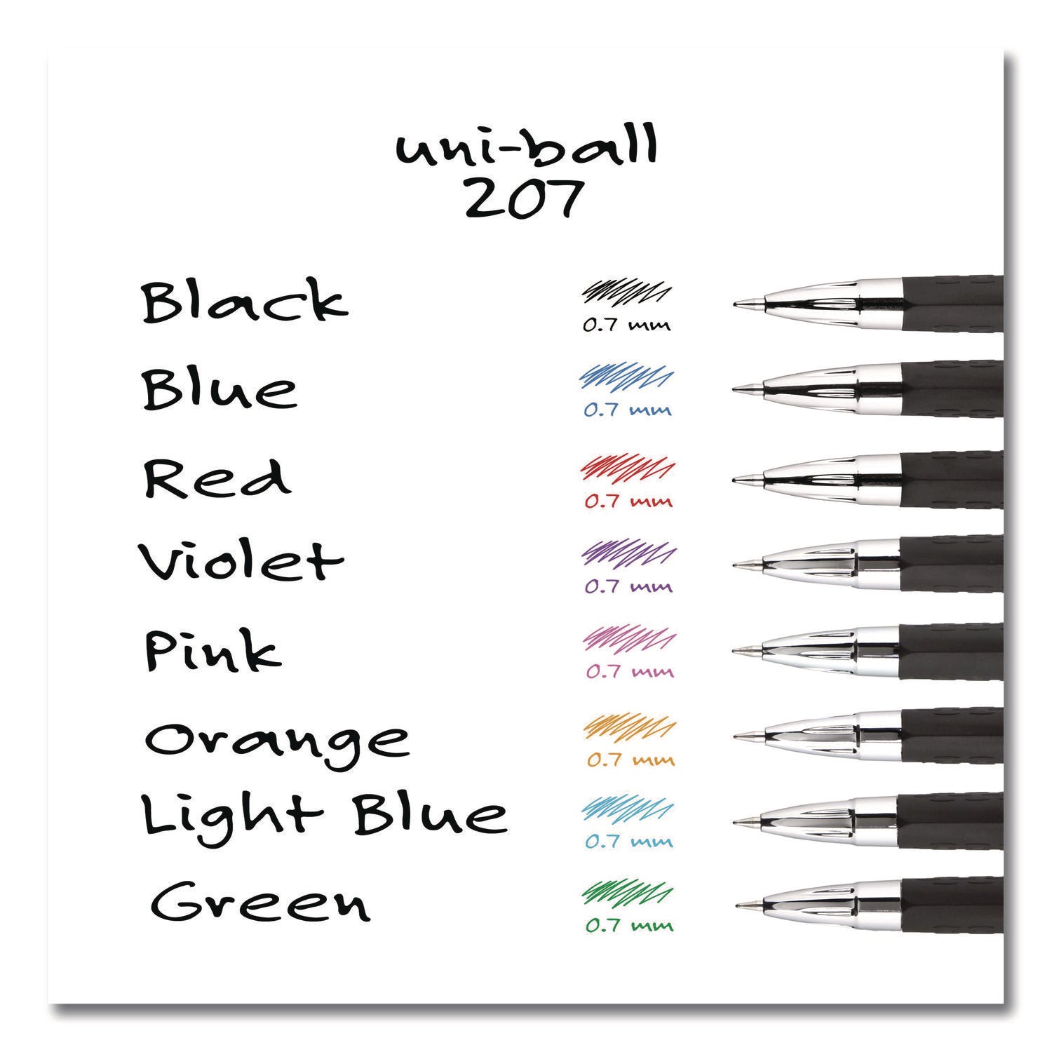Signo 207 Gel Pen, Retractable, Medium 0.7 mm, Blue Ink, Smoke/Black/Blue Barrel, Dozen