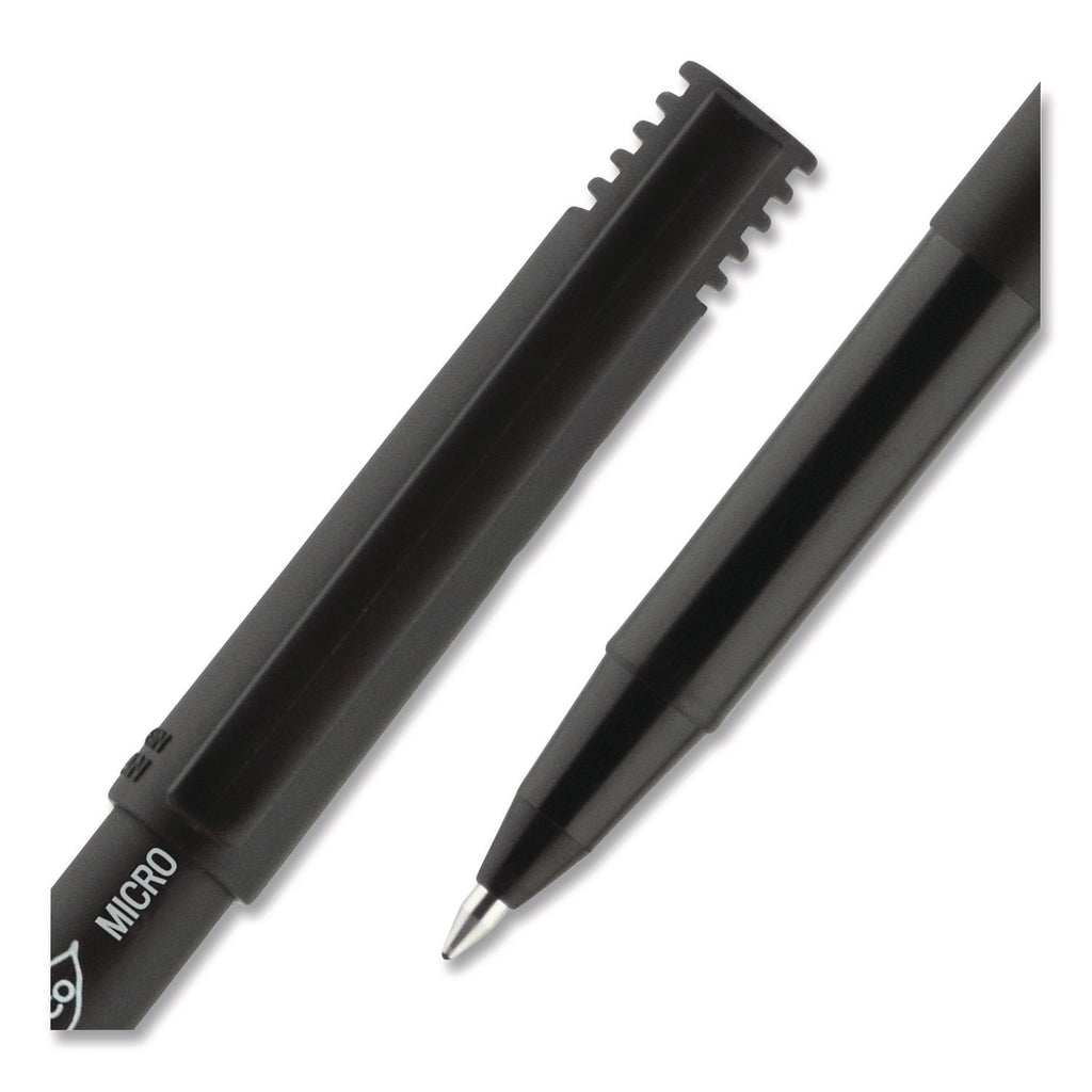 ONYX Roller Ball Pen, Stick, Extra-Fine 0.5 mm, Black Ink, Black Barrel, Dozen