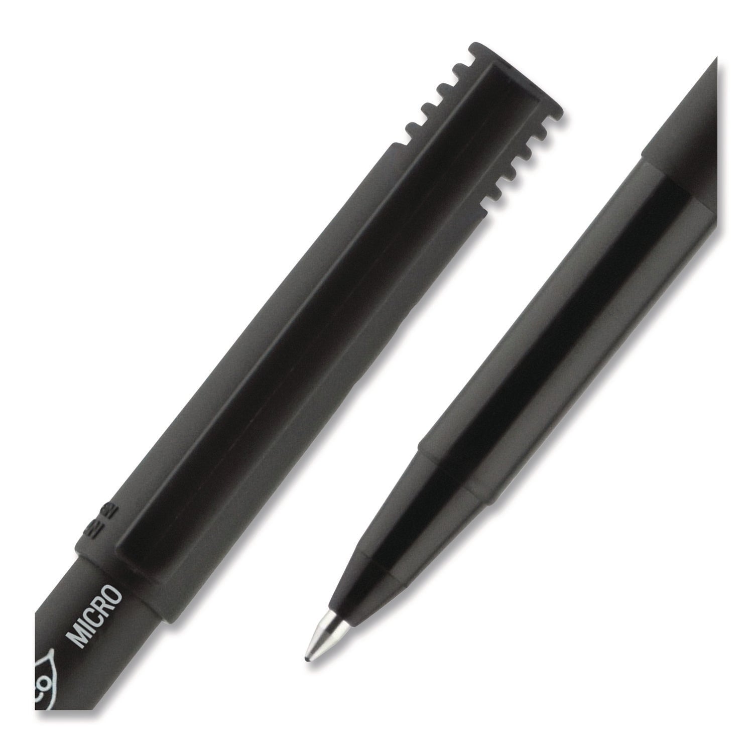 ONYX Roller Ball Pen, Stick, Extra-Fine 0.5 mm, Black Ink, Black Barrel, Dozen
