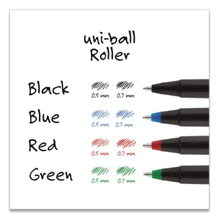 Roller Ball Pen, Stick, Extra-Fine 0.5 mm, Blue Ink, Black/Blue Barrel, Dozen