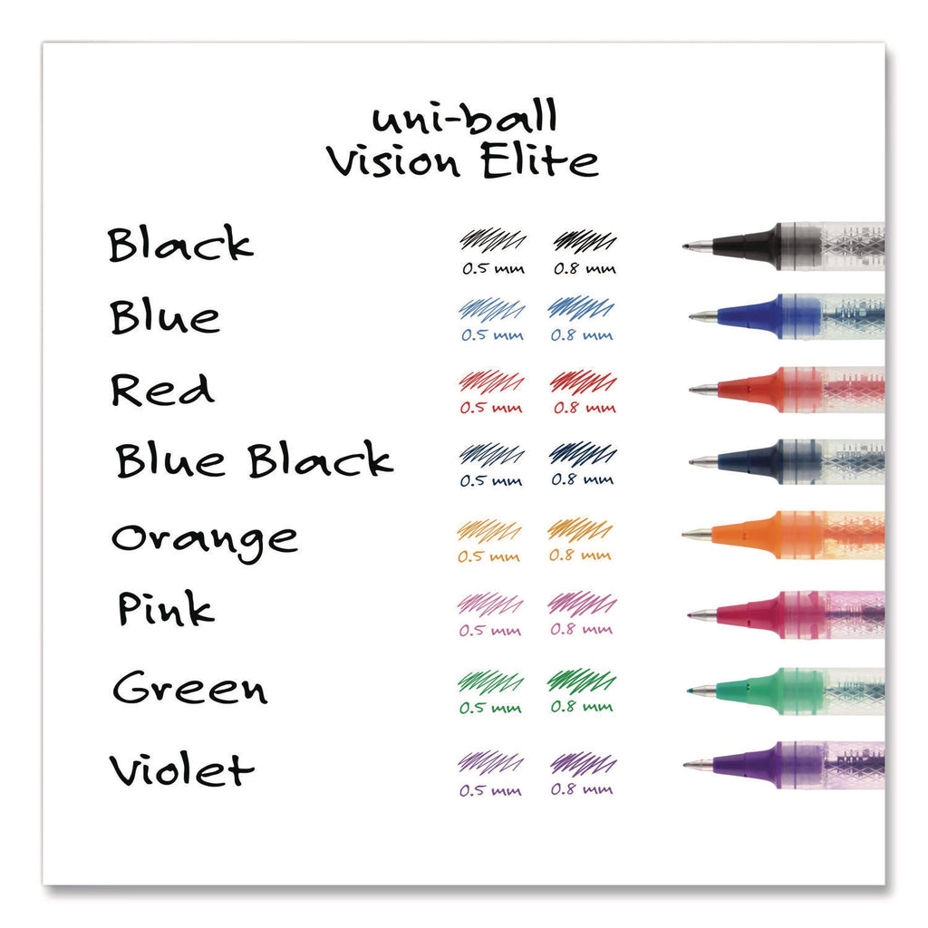 Refill for Vision Elite Roller Ball Pens, Bold Conical Tip, Black Ink, 2/Pack