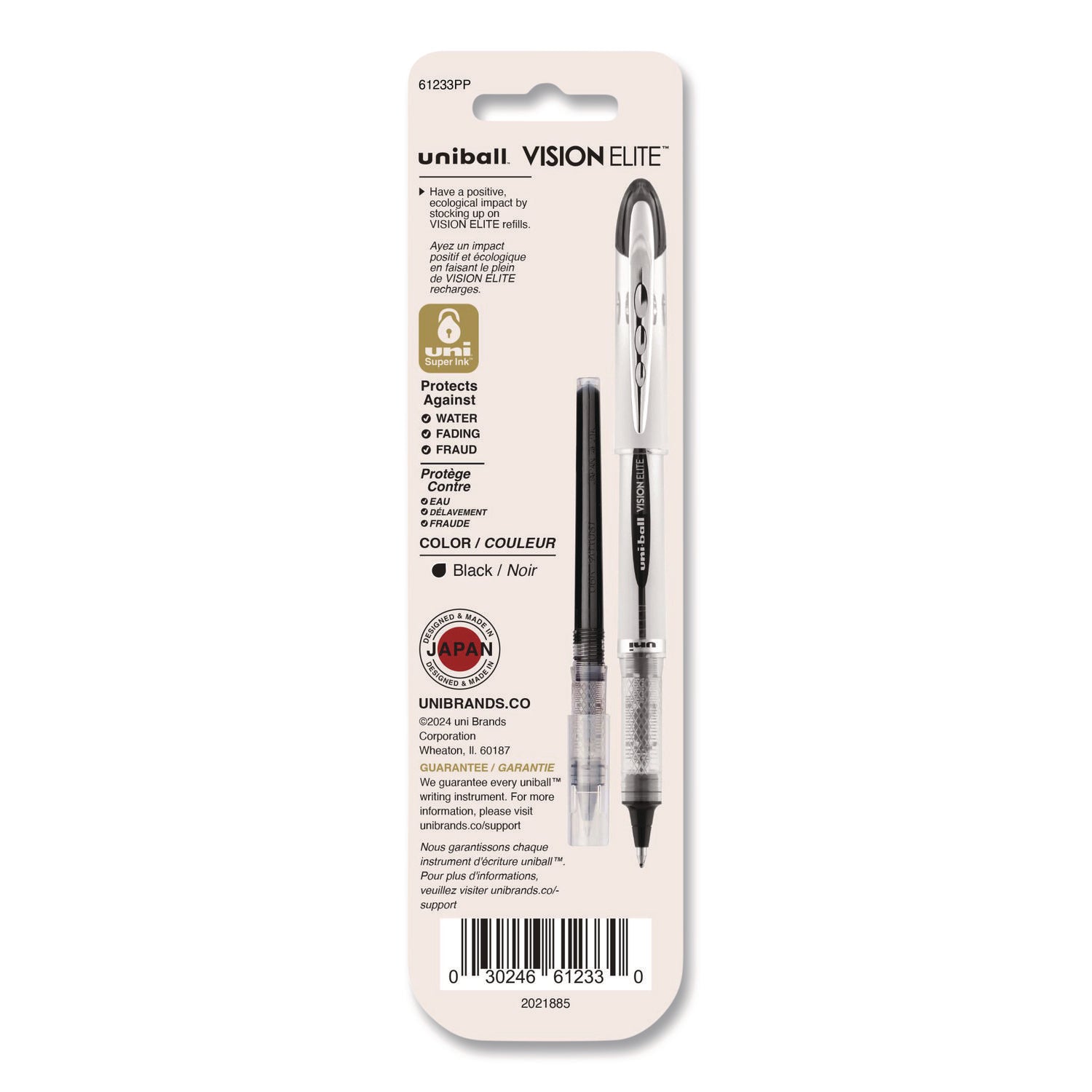 Refill for Vision Elite Roller Ball Pens, Bold Conical Tip, Black Ink, 2/Pack