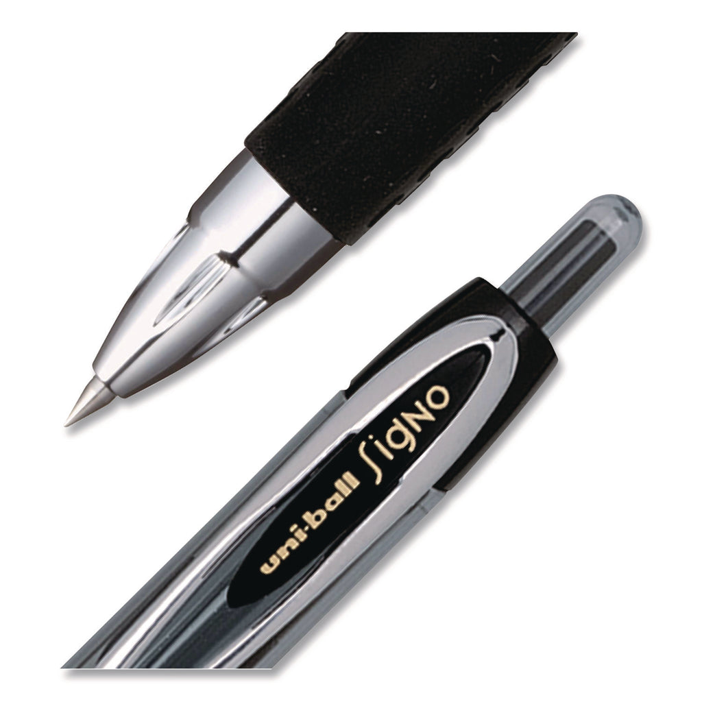 Signo 207 Gel Pen, Retractable, Fine 0.5 mm, Black Ink, Smoke/Black Barrel, Dozen