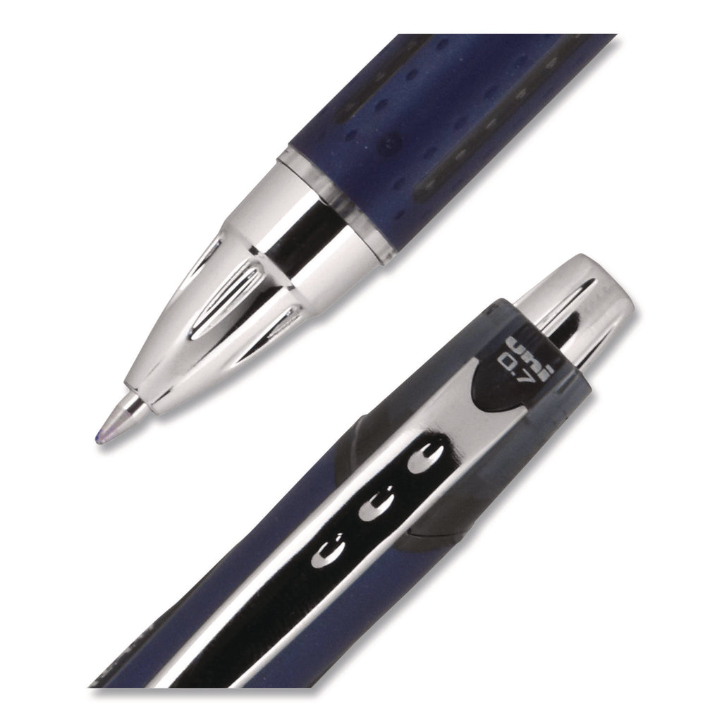 Jetstream Retractable Hybrid Gel Pen, Fine 0.7 mm, Black Ink, Blue/Silver Barrel