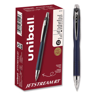 Jetstream Retractable Hybrid Gel Pen, Fine 0.7 mm, Black Ink, Blue/Silver Barrel