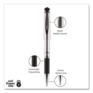 207 Impact Gel Pen, Stick, Bold 1 mm, Black Ink, Silver/Black Barrel