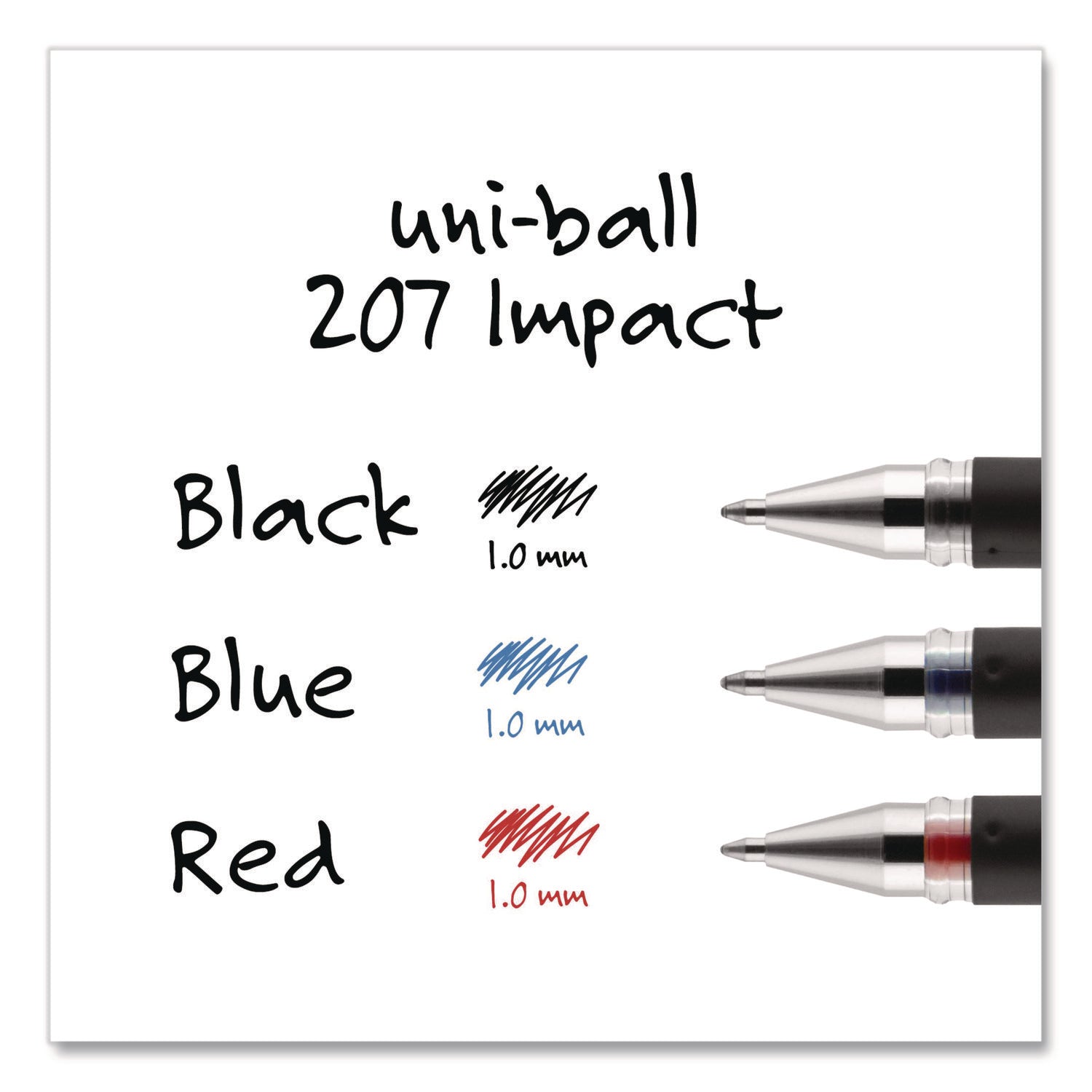 207 Impact Gel Pen, Stick, Bold 1 mm, Black Ink, Silver/Black Barrel
