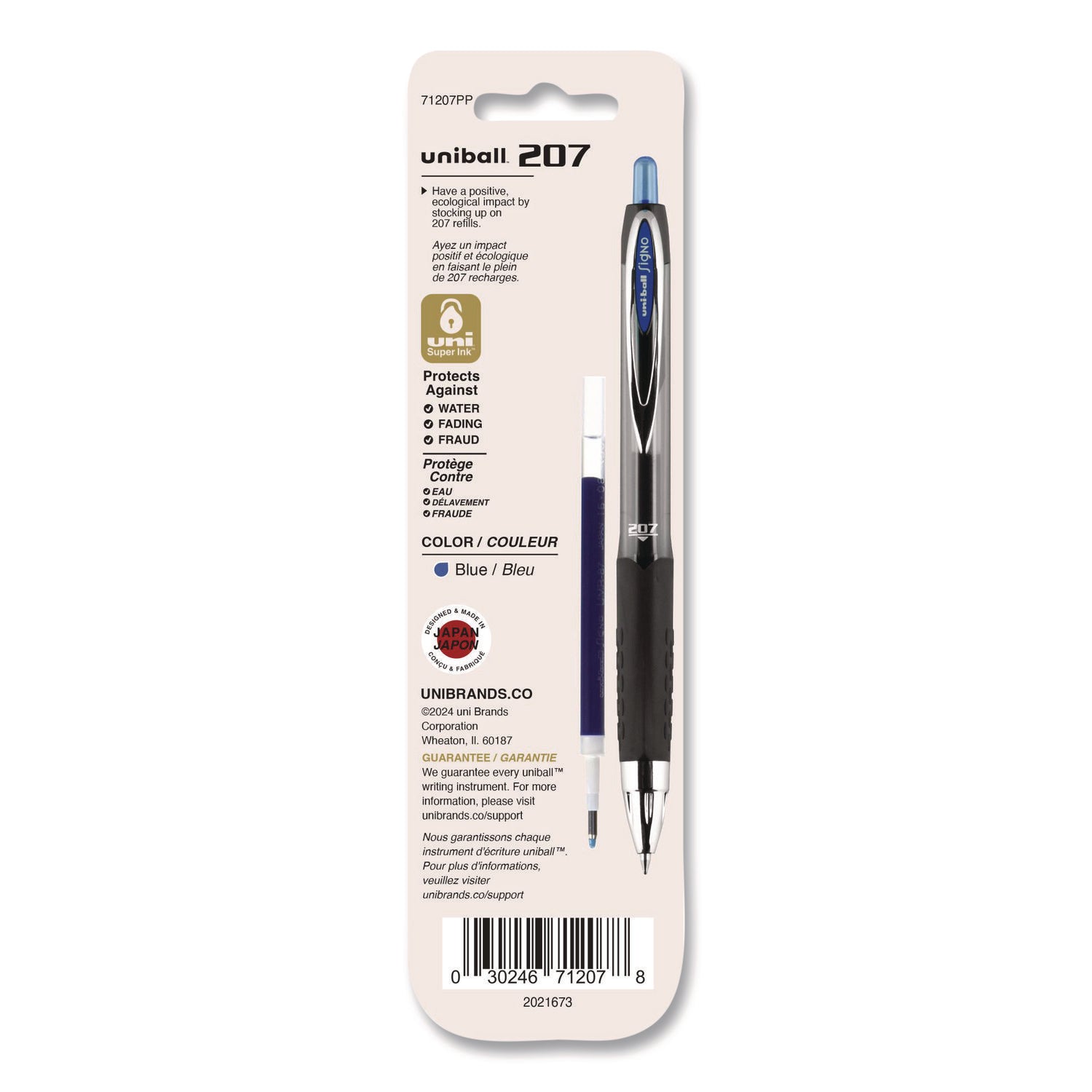Refill for Signo Gel 207 Pens, Medium Conical Tip, Blue Ink, 2/Pack