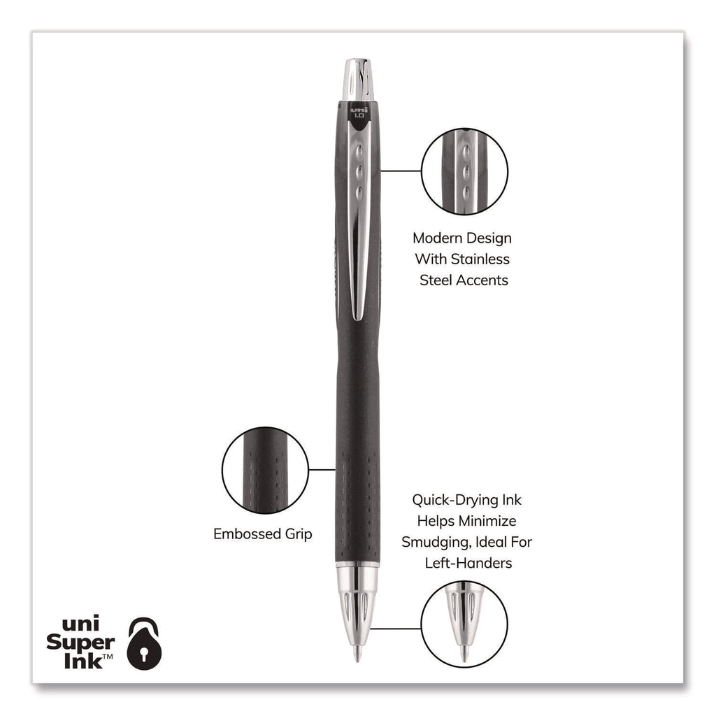 Jetstream Retractable Hybrid Gel Pen, Bold 1 mm, Black Ink, Black/Silver Barrel