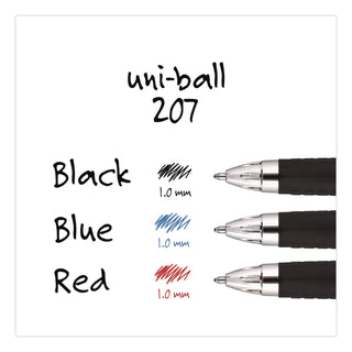 Signo 207 Gel Pen, Retractable, Bold 1 mm, Black Ink, Smoke/Black Barrel, Dozen