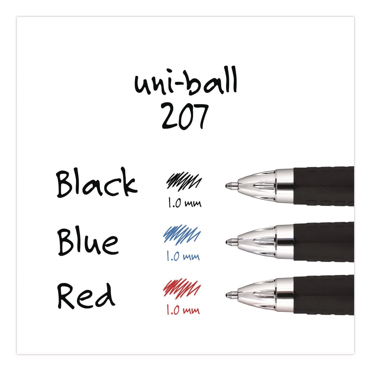 Signo 207 Gel Pen, Retractable, Bold 1 mm, Blue Ink, Smoke/Black/Blue Barrel, Dozen