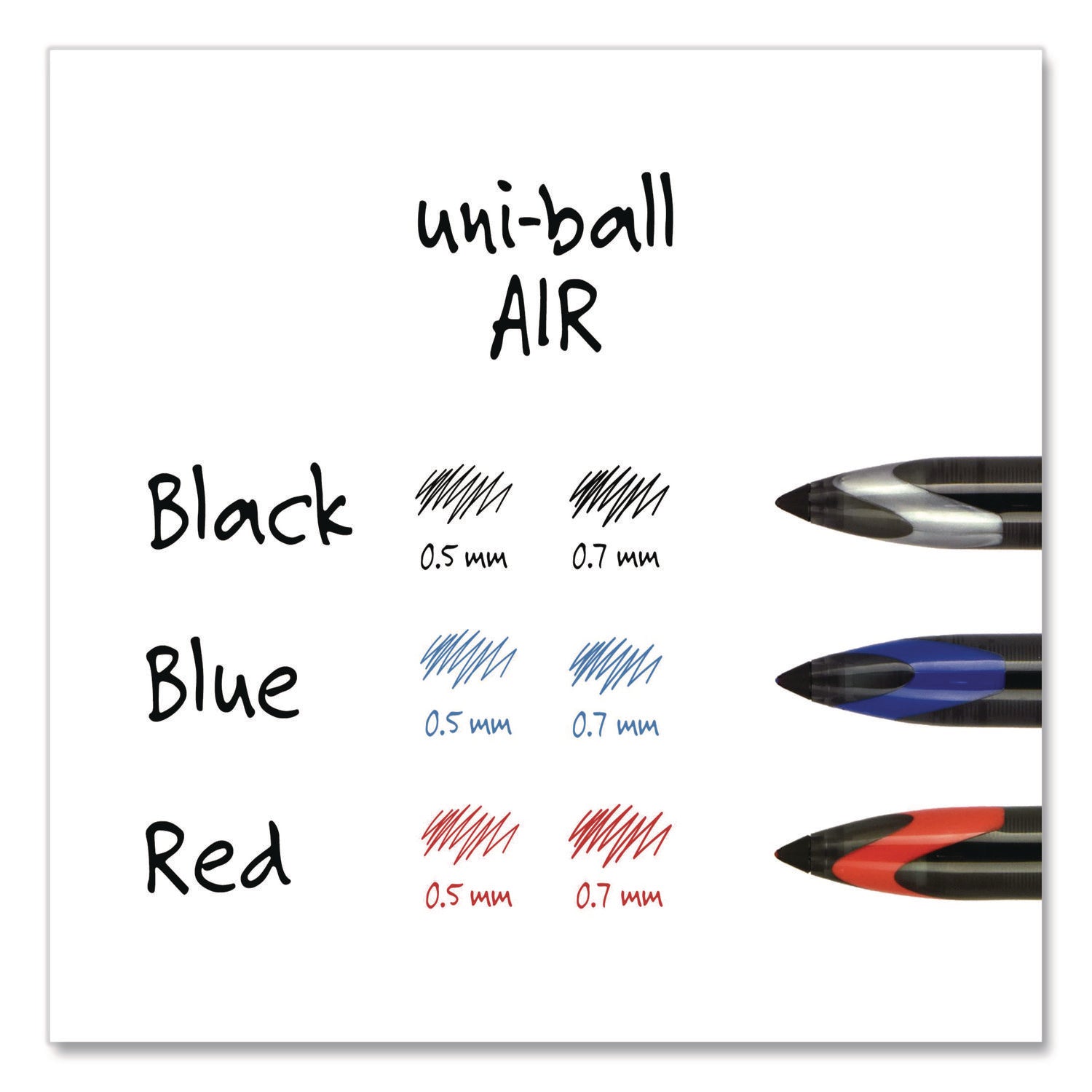 AIR Porous Gel Pen, Stick, Medium 0.7 mm, Black Ink, Black Barrel, 3/Pack