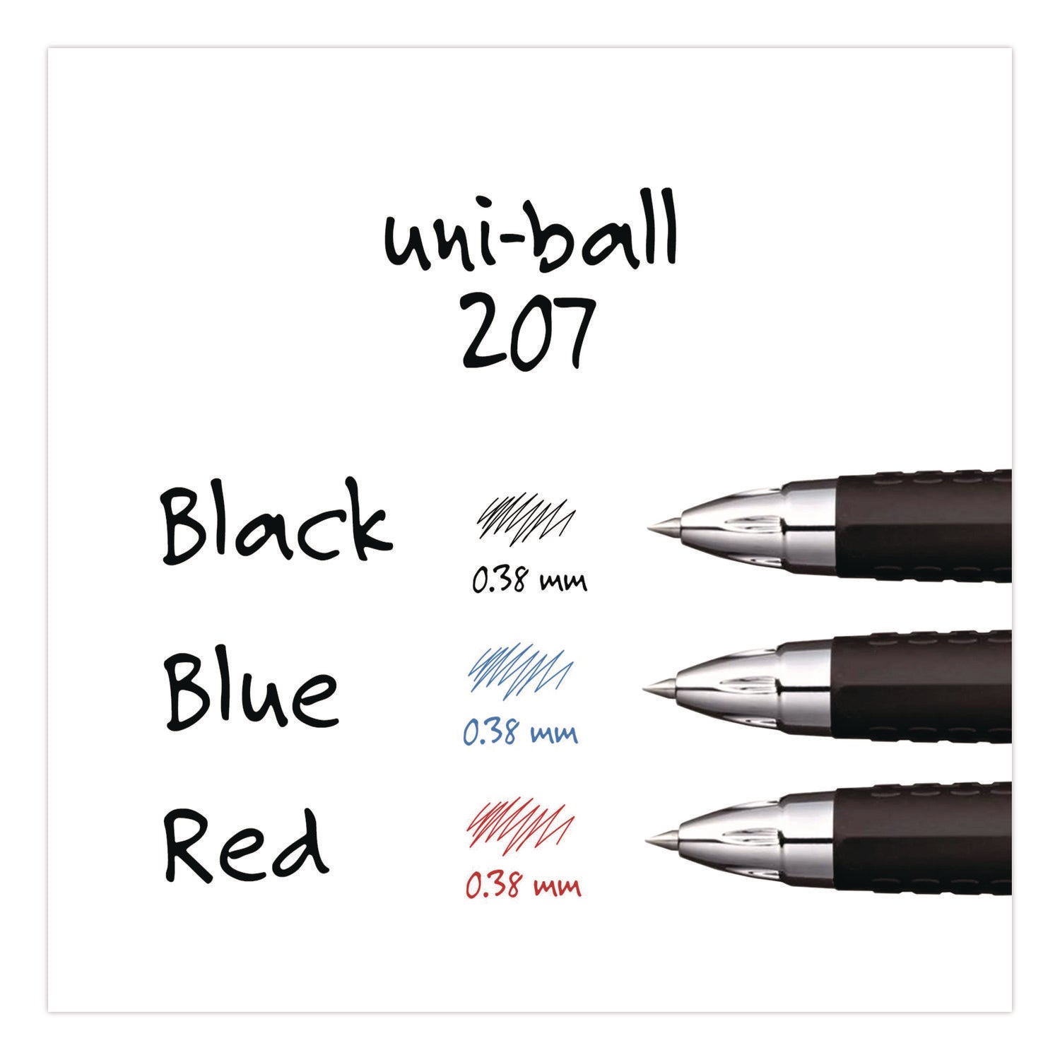 207 Signo Gel Ultra Micro Gel Pen, Retractable, Extra-Fine 0.38 mm, Black Ink, Clear/Black Barrel