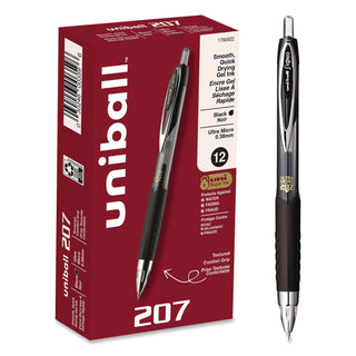 207 Signo Gel Ultra Micro Gel Pen, Retractable, Extra-Fine 0.38 mm, Black Ink, Clear/Black Barrel