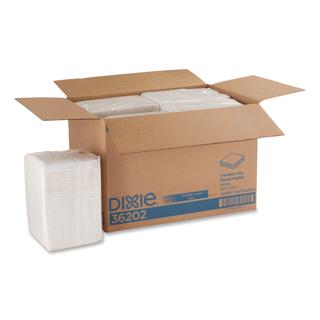 Acclaim 1/4 Fold Paper Dinner Napkins, White, 1-Ply, 16"x16", 500/PK, 8 PK/CT