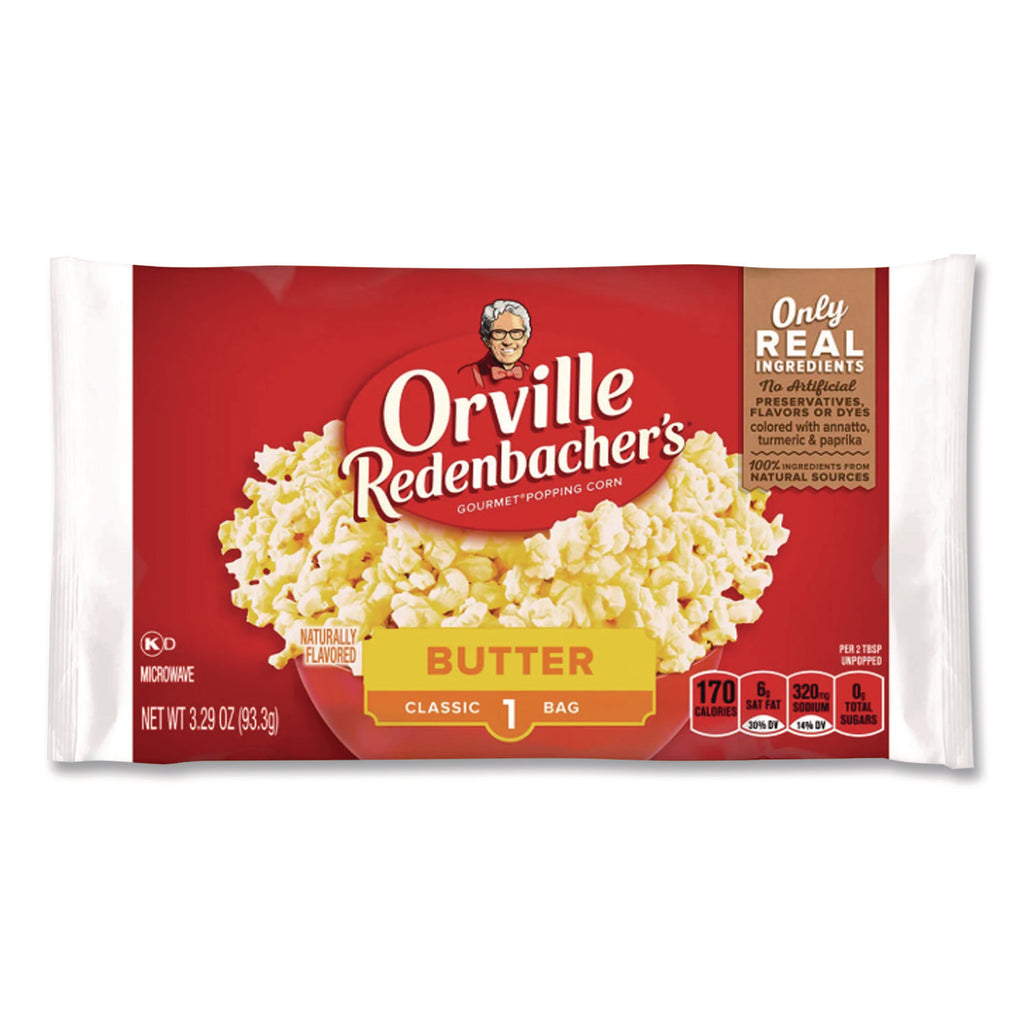 Gourmet Microwave Popcorn, Butter, 3.29 oz Bag, 36/Carton