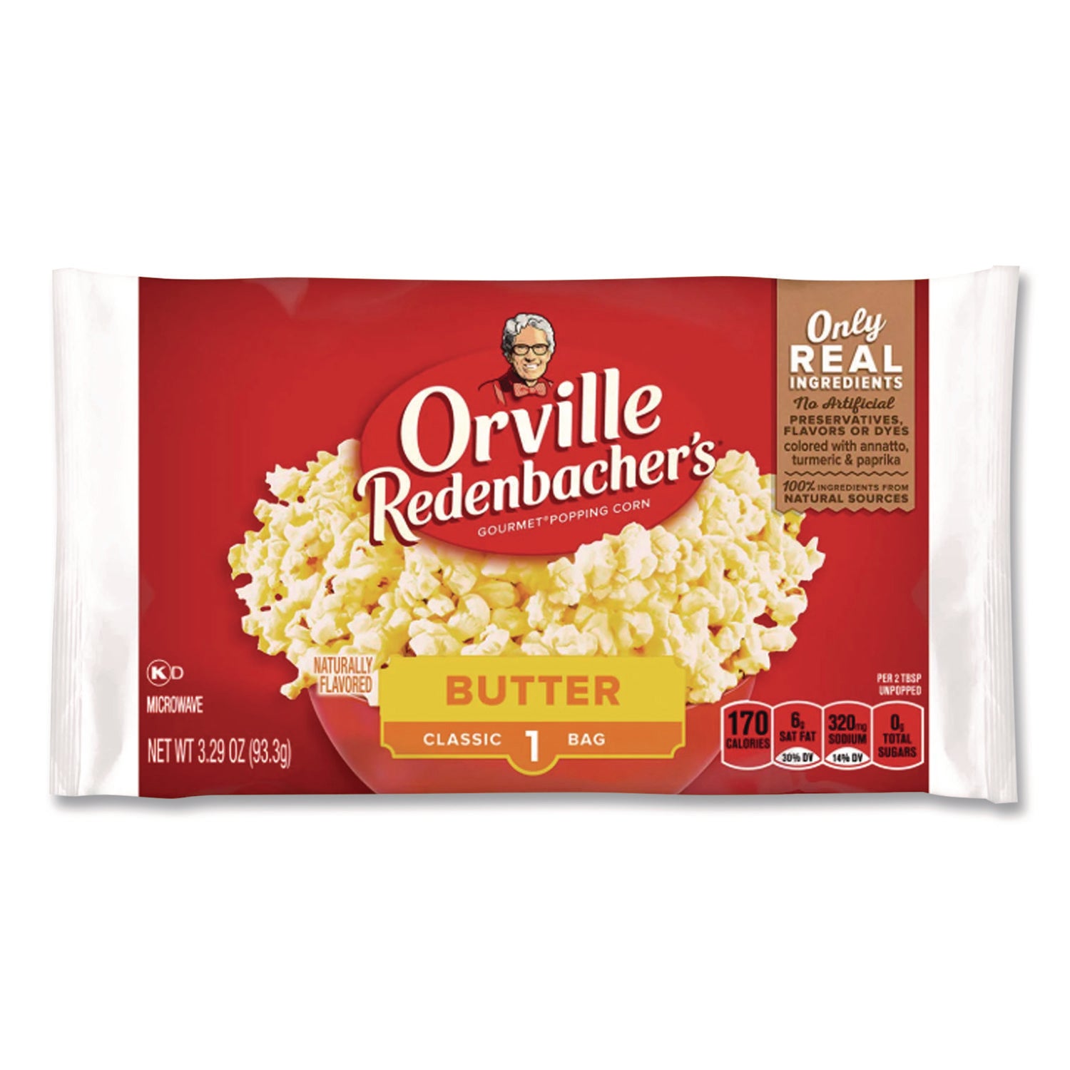 Gourmet Microwave Popcorn, Butter, 3.29 oz Bag, 36/Carton