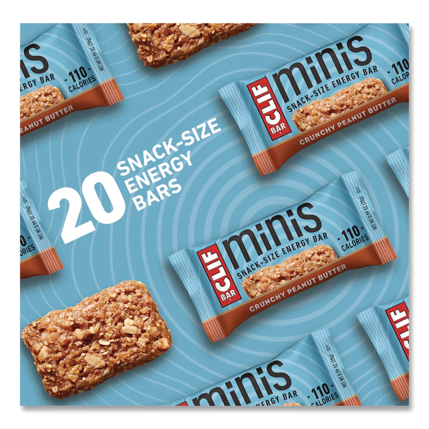 Energy Bar, Mini Crunchy Peanut Butter, 0.99 oz Bar, 20/Box