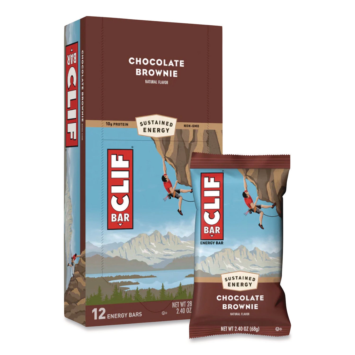 Energy Bar, Chocolate Brownie, 2.4 oz Bar, 12 Bars/Box