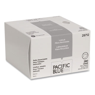 AccuWipe Recycled One-Ply Delicate Task Wipers, 1-Ply, 4.5 x 8.25, Unscented, White, 280/Box