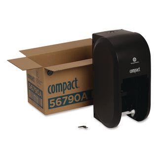 Compact Vertical 2-Roll Coreless Tissue Dispenser, 14.06 x 6.69 x 8.19, Black