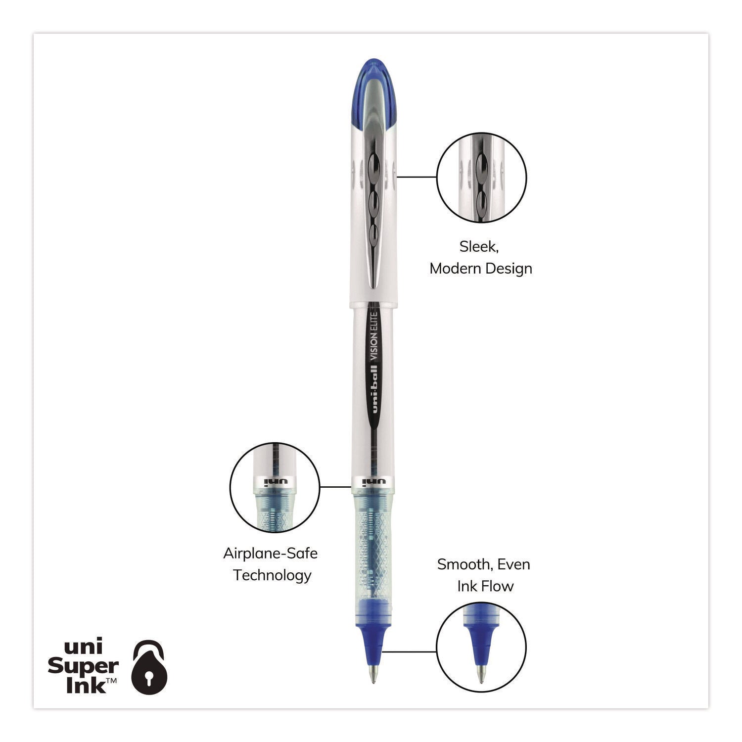 VISION ELITE Hybrid Gel Pen, Stick, Bold 0.8 mm, Assorted Ink and Barrel Colors, 8/Pack