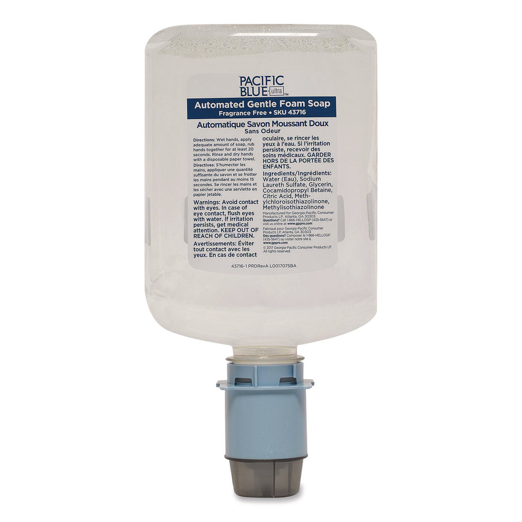 Pacific Blue Ultra Automated Foam Soap Refill, Fragrance-Free, 1,200 mL, 3/Carton