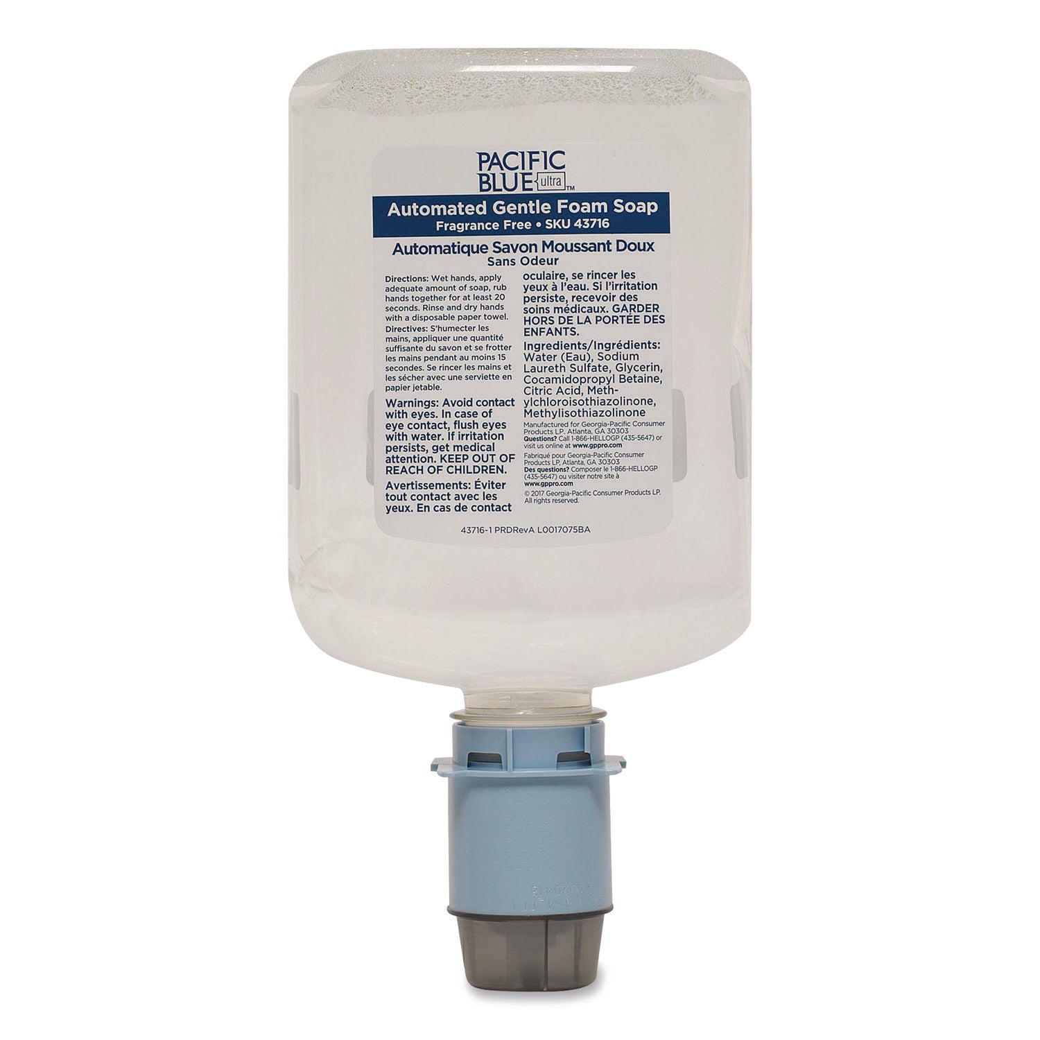 Pacific Blue Ultra Automated Foam Soap Refill, Fragrance-Free, 1,200 mL, 3/Carton