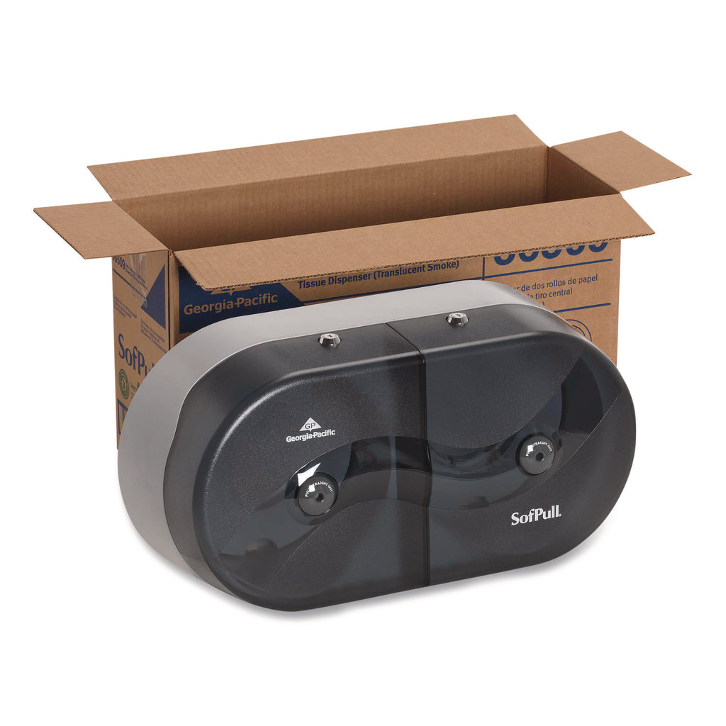 SofPull Twin High-Capacity Center-Pull Dispenser, 20.13 x 7 x 10.75, Smoke