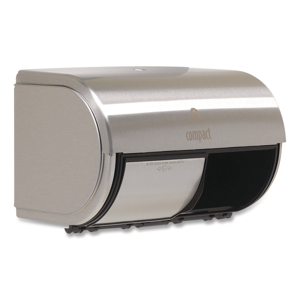 Compact Coreless Side-by-Side 2-Roll Dispenser, 10.13 x 6.75 x 7.13, Stainless Steel