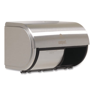 Compact Coreless Side-by-Side 2-Roll Dispenser, 10.13 x 6.75 x 7.13, Stainless Steel