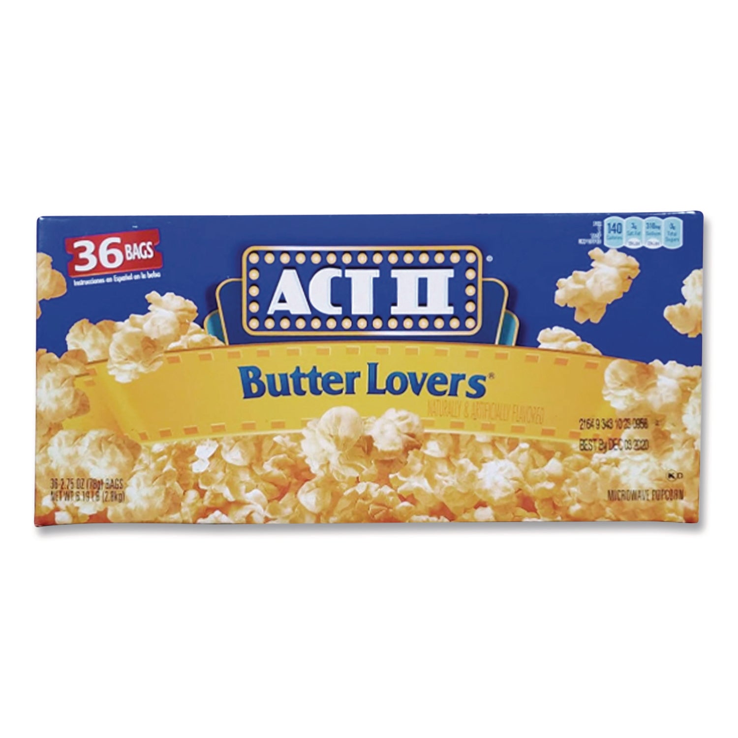 ACT II ACT II Butter Microwave Popcorn - Butter - 2.75 oz - 36 / Carton
