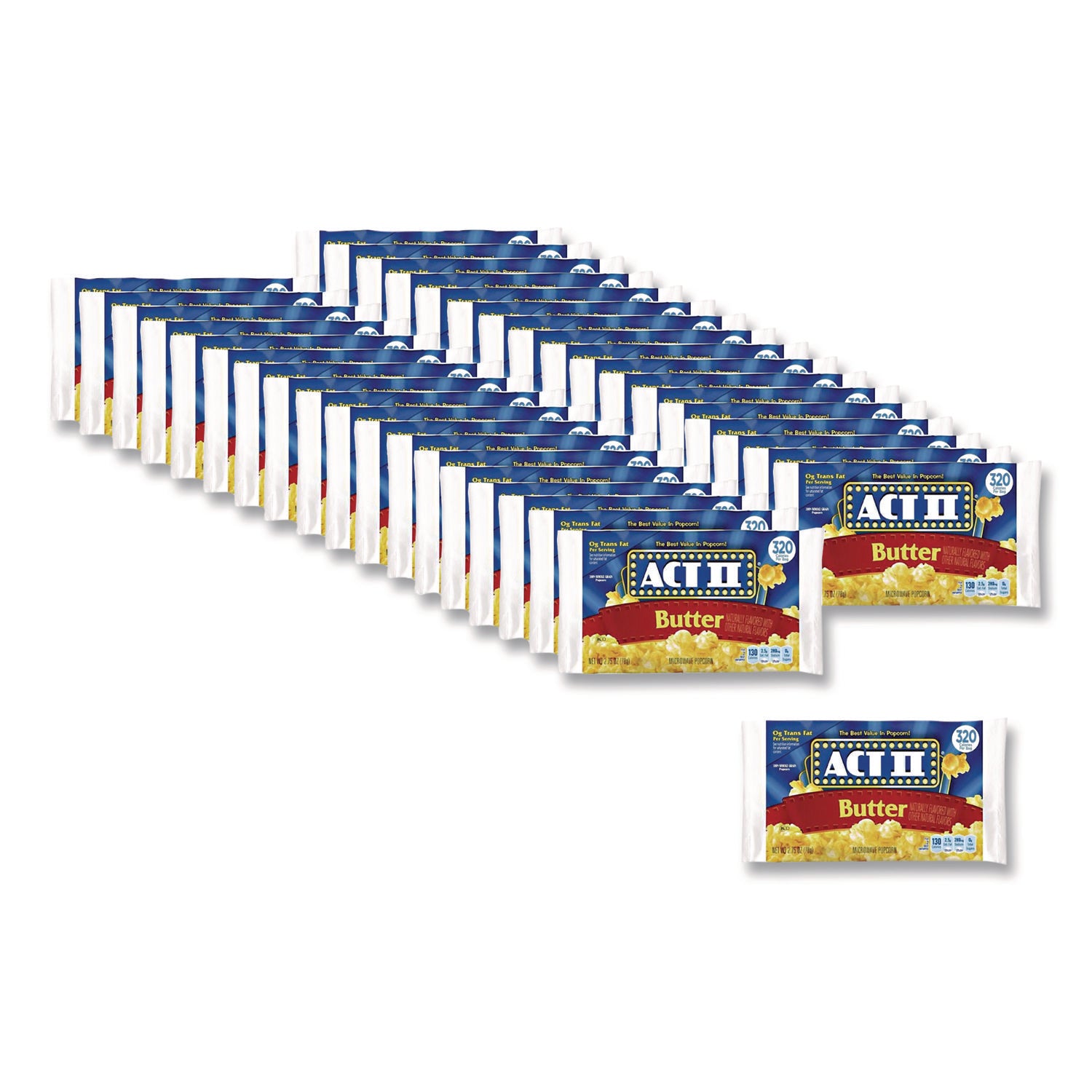 ACT II ACT II Butter Microwave Popcorn - Butter - 2.75 oz - 36 / Carton