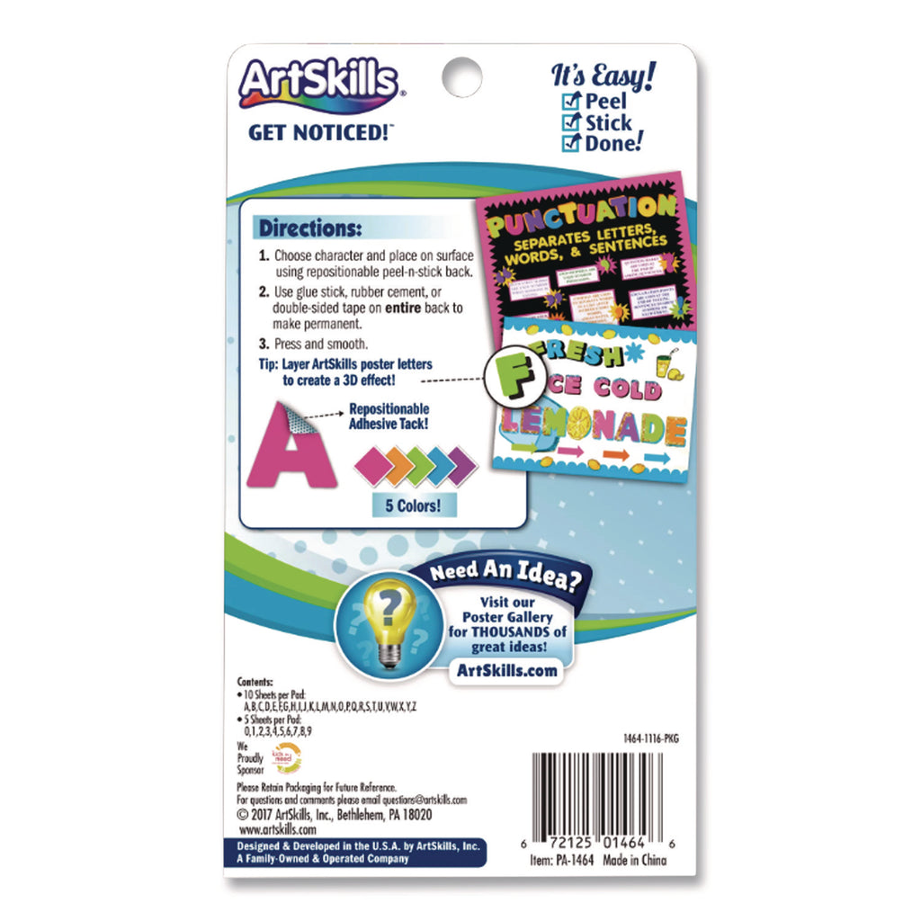 Neon Color Poster Letters and Numbers, 310/Pack