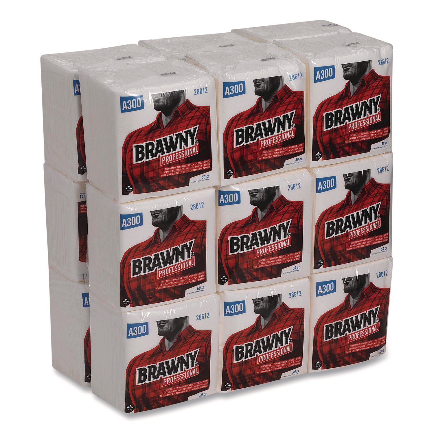 Professional Cleaning Towels, 1-Ply, 12 x 13, White, 50/Pack, 18 Packs/Carton