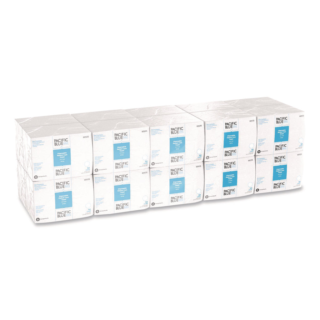 Pacific Blue Select Disposable Patient Care Washcloths, 1-Ply, 9.5 x 13, Unscented, White, 50/Pack, 20 Packs/Carton