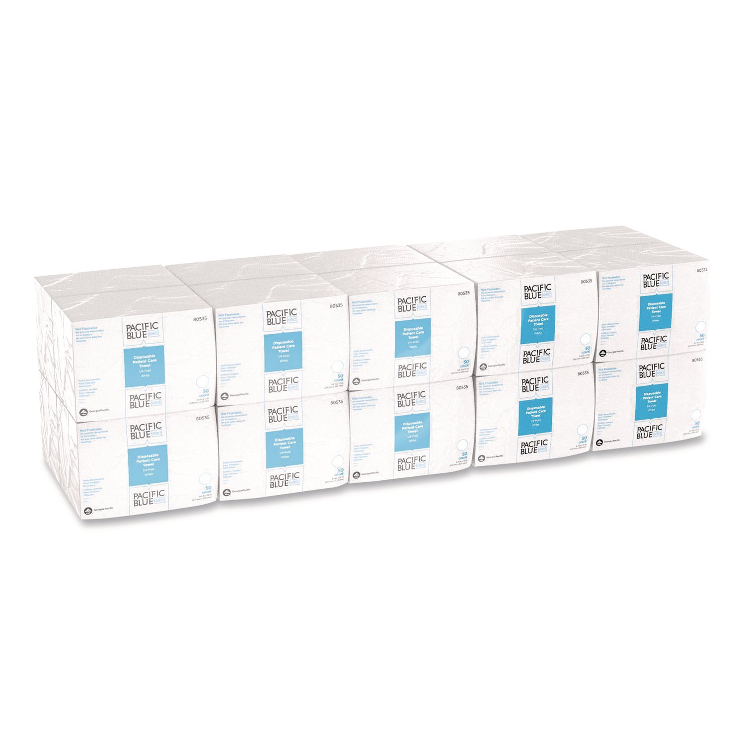Pacific Blue Select Disposable Patient Care Washcloths, 1-Ply, 9.5 x 13, Unscented, White, 50/Pack, 20 Packs/Carton