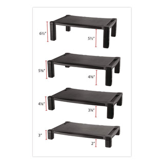 Wide Deluxe Two-Level Monitor Stand, 20" x 13.25" x 3" to 6.5", Black, Supports 50 lbs