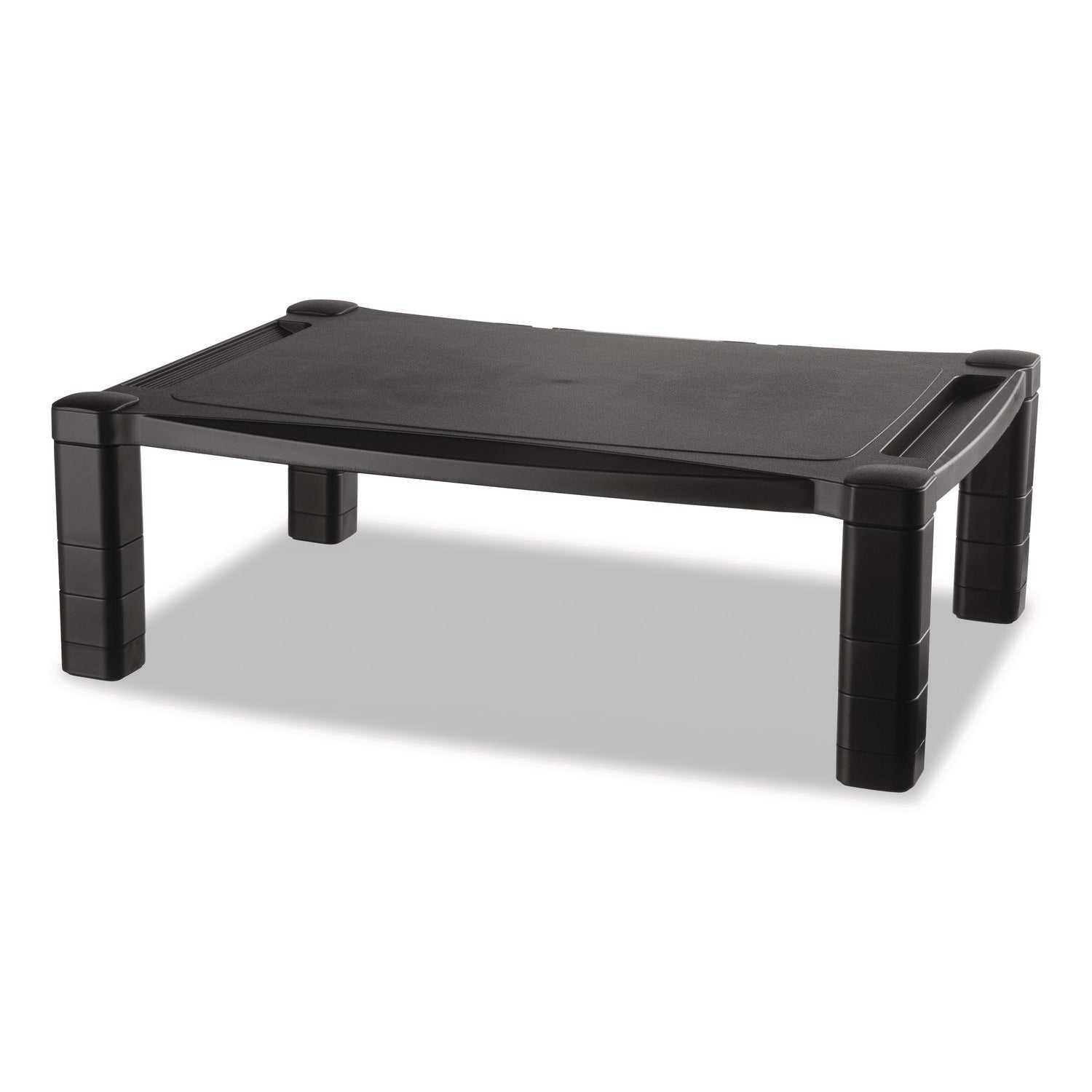 Wide Deluxe Two-Level Monitor Stand, 20" x 13.25" x 3" to 6.5", Black, Supports 50 lbs