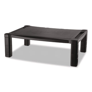 Wide Deluxe Two-Level Monitor Stand, 20" x 13.25" x 3" to 6.5", Black, Supports 50 lbs