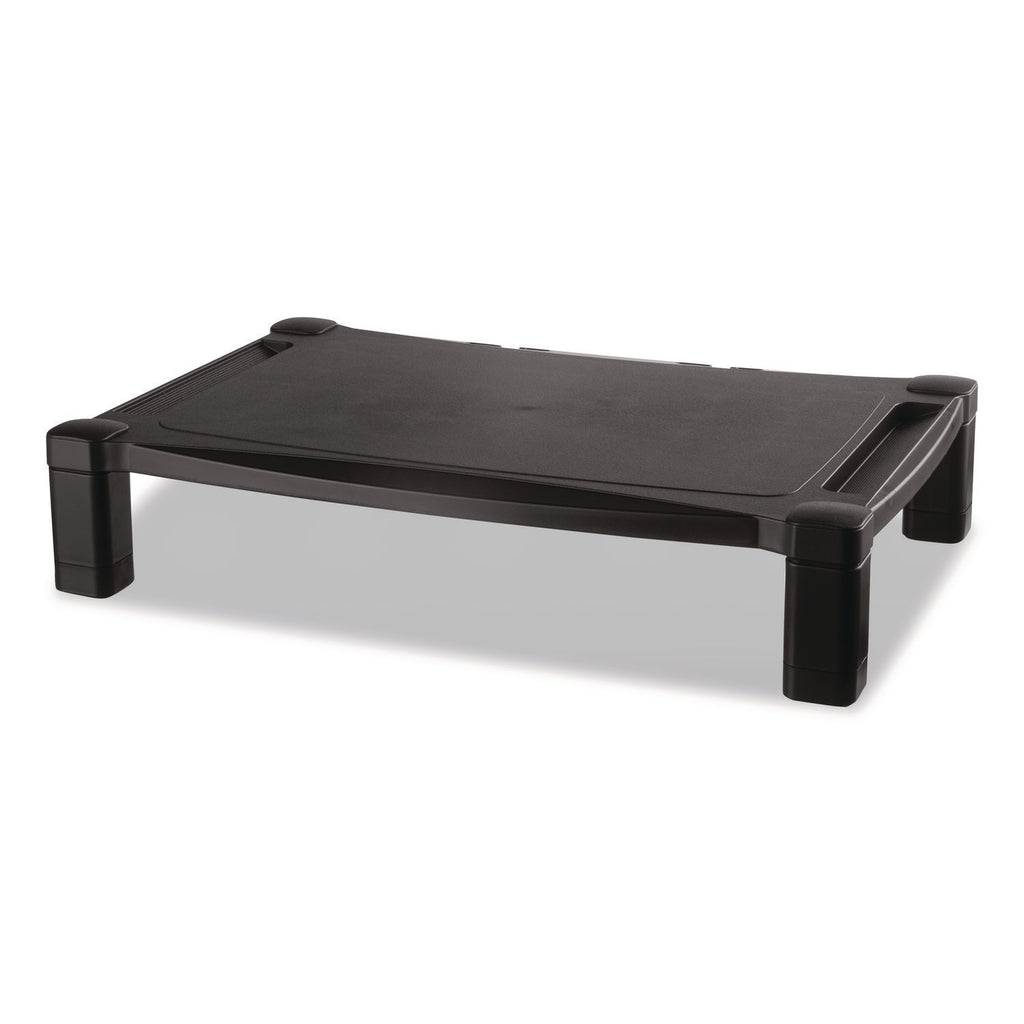 Wide Deluxe Two-Level Monitor Stand, 20" x 13.25" x 3" to 6.5", Black, Supports 50 lbs