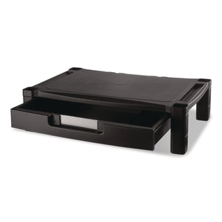 Wide Deluxe Two-Level Monitor Stand with Drawer, 20" x 13.25" x 3" to 6.5", Black, Supports 50 lbs
