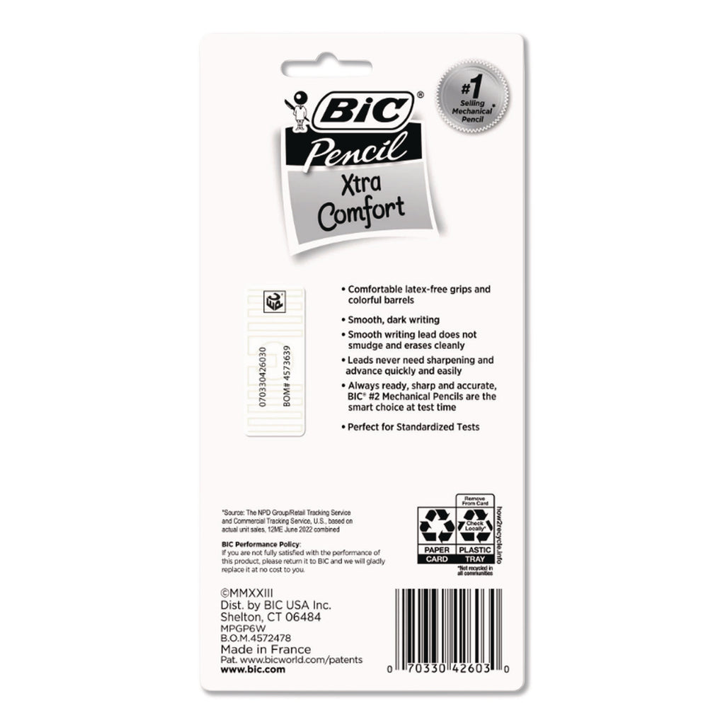 Xtra-Comfort Mechanical Pencil, 0.7 mm, HB (#2), Black Lead, Assorted Barrel Colors, 6/Pack