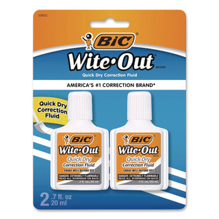 Wite-Out Quick Dry Correction Fluid, 20 mL Bottle, White, 2/Pack