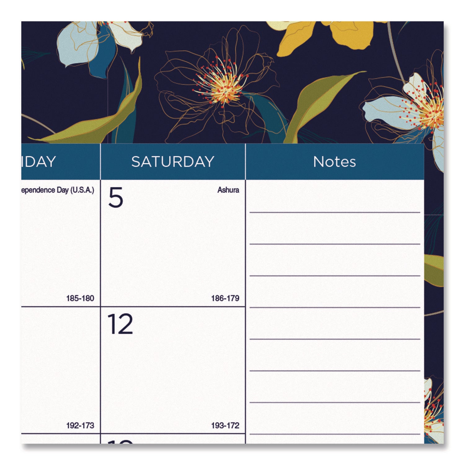 Spring Monthly Academic Desk Pad Calendar, Colorful Blossom Artwork, 22 x 17, Black Binding, 18-Month (July-Dec): 2023-2024