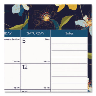 Spring Monthly Academic Desk Pad Calendar, Colorful Blossom Artwork, 22 x 17, Black Binding, 18-Month (July-Dec): 2023-2024