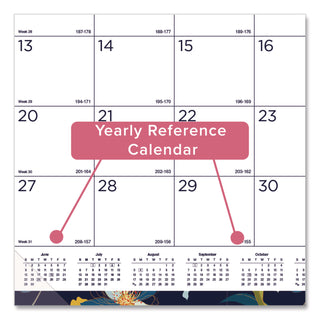 Spring Monthly Academic Desk Pad Calendar, Colorful Blossom Artwork, 22 x 17, Black Binding, 18-Month (July-Dec): 2023-2024