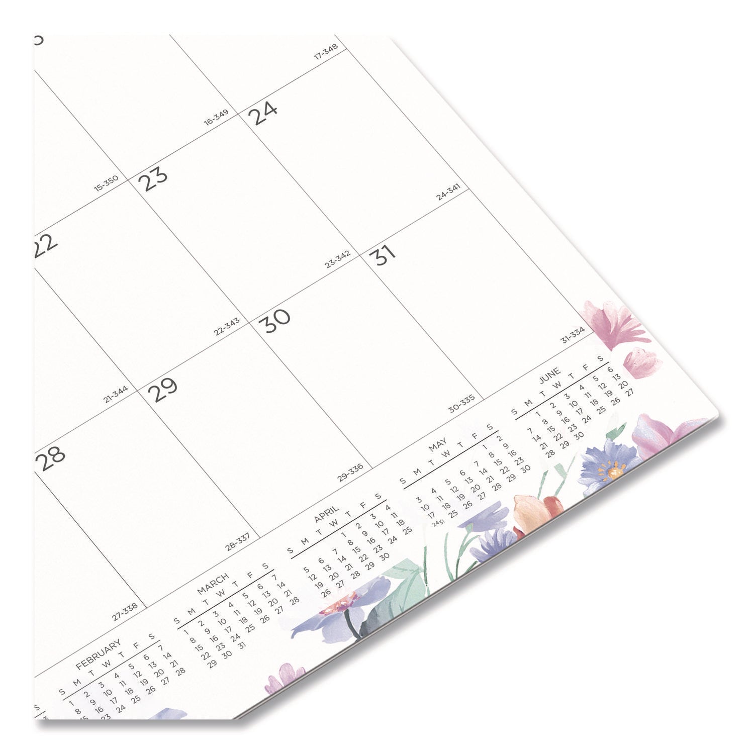 12-Month Colorful Wall Calendar, Watercolor Floral Artwork, 12 x 17, White/Multicolor Sheets, 12-Month (Jan to Dec): 2024