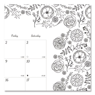 Blueline DoodlePlan Desk Pad - Botanica - Julian - Monthly - January 2022 till December 2022 - 1 Month Single Page Layout - Desk Pad - White - Chipboard - Eyelet, Tear-off, Compact, Reinforced - 22" x 17
